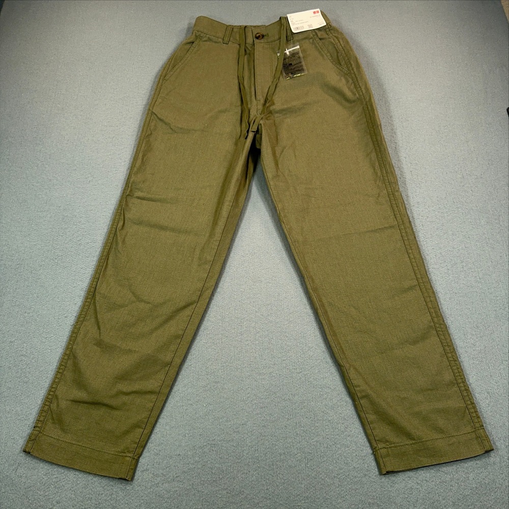 NWT Uniqlo Linen Cotton Tapered Pants Olive Green XS